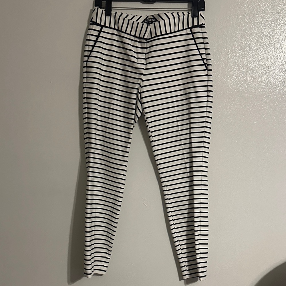 Express Black and White Striped Pants